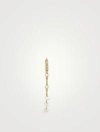 18K Gold Circle Chain Hoop Earring With Five Diamonds