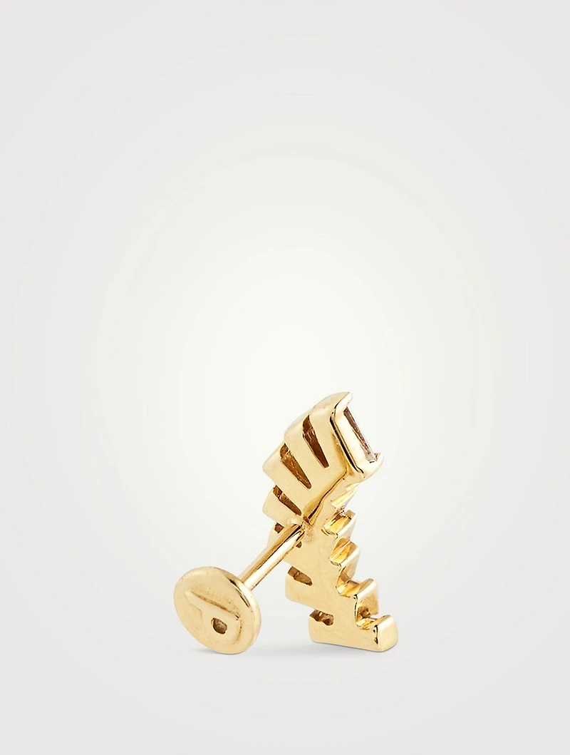 18K Gold Curved Earring With Diamonds