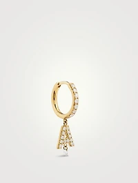 18K Gold Alphabet A Hoop Earring With Diamonds