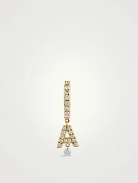 18K Gold Alphabet A Hoop Earring With Diamonds
