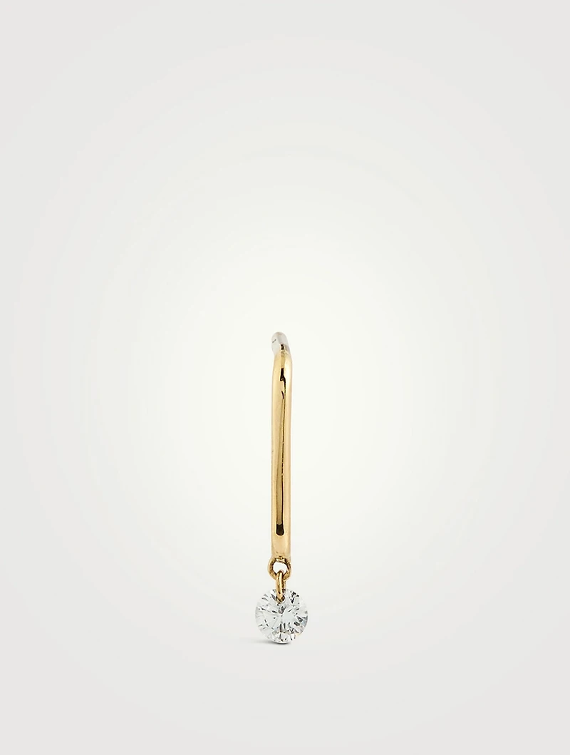 Mini 18K Gold Trombone Earring With Diamond