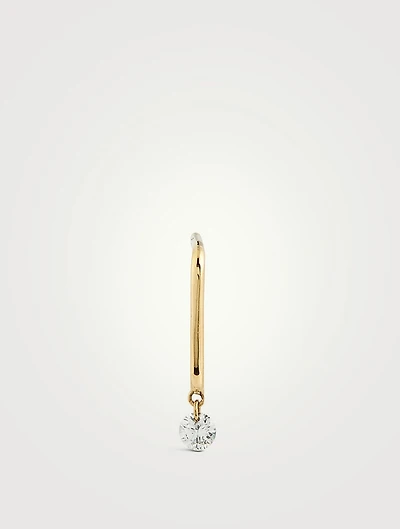 Mini 18K Gold Trombone Earring With Diamond
