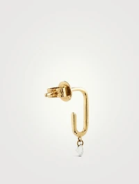 Mini 18K Gold Trombone Earring With Diamond