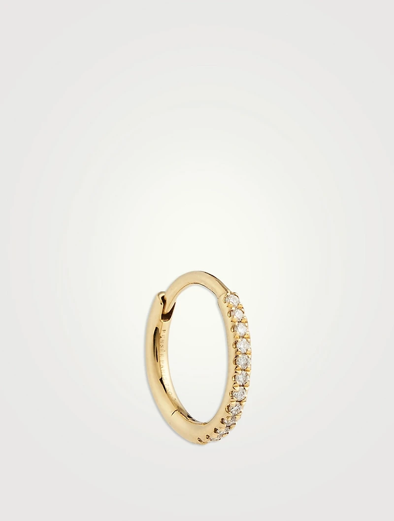 18K Gold Circle Hoop Earring With Diamonds