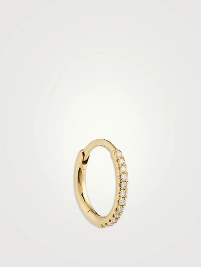 18K Gold Circle Hoop Earring With Diamonds