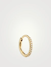 18K Gold Circle Hoop Earring With Diamonds