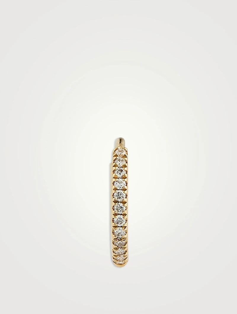 18K Gold Circle Hoop Earring With Diamonds