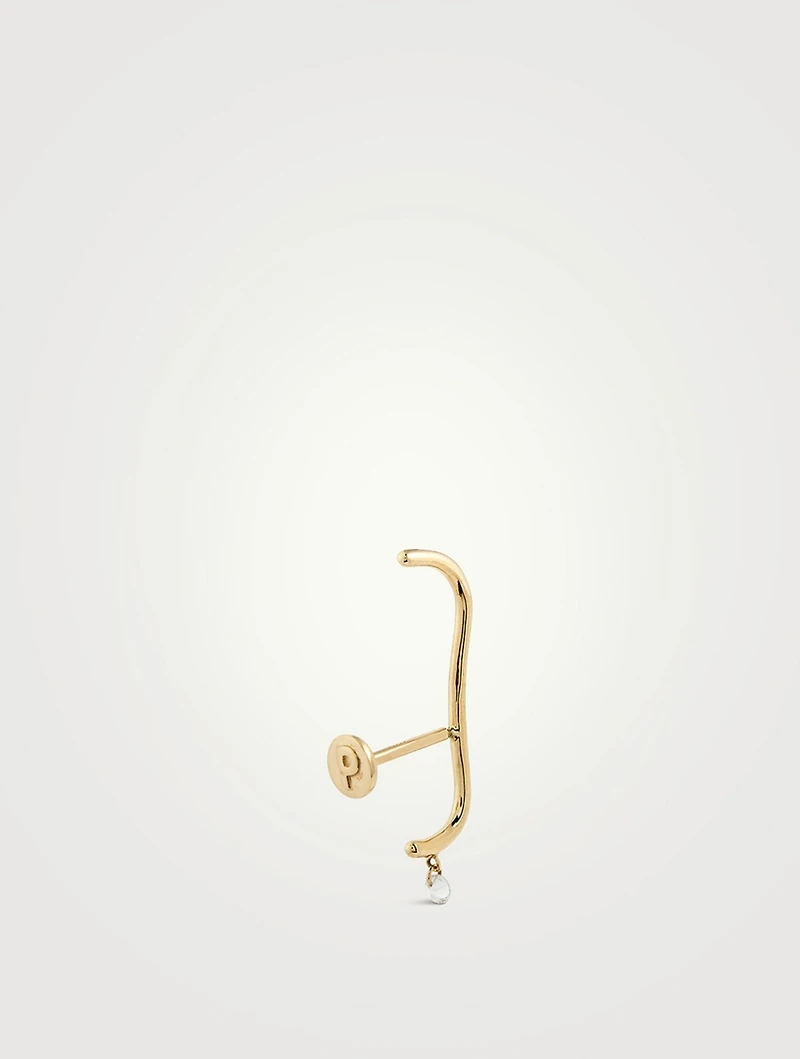 18K Gold Conch Earring With Diamond