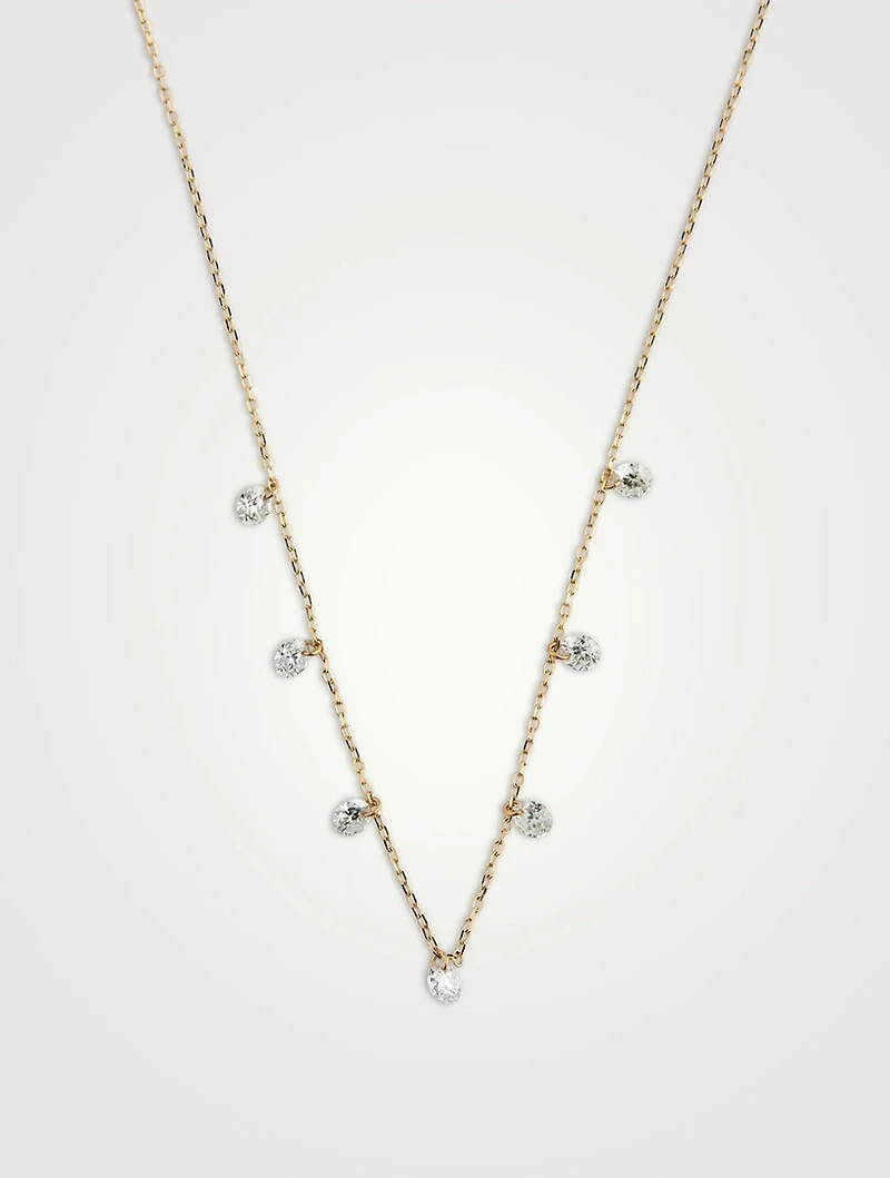 Danaé 18K Gold Necklace Dangle Necklace With Seven Diamonds