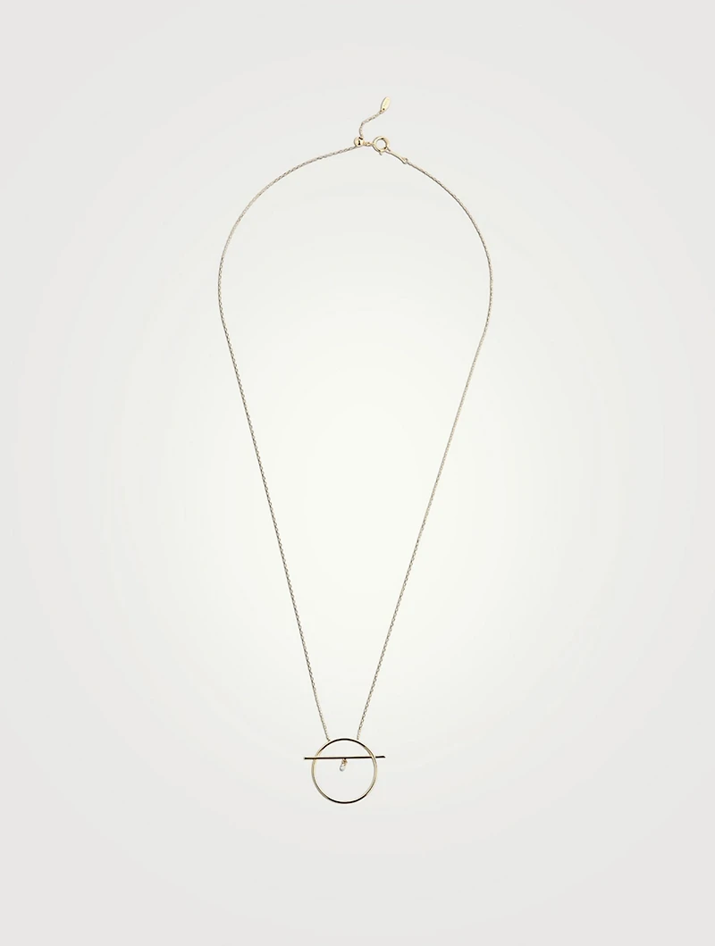 Fibule 18K Gold Circle Bar Necklace With Diamond