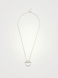 Fibule 18K Gold Circle Bar Necklace With Diamond