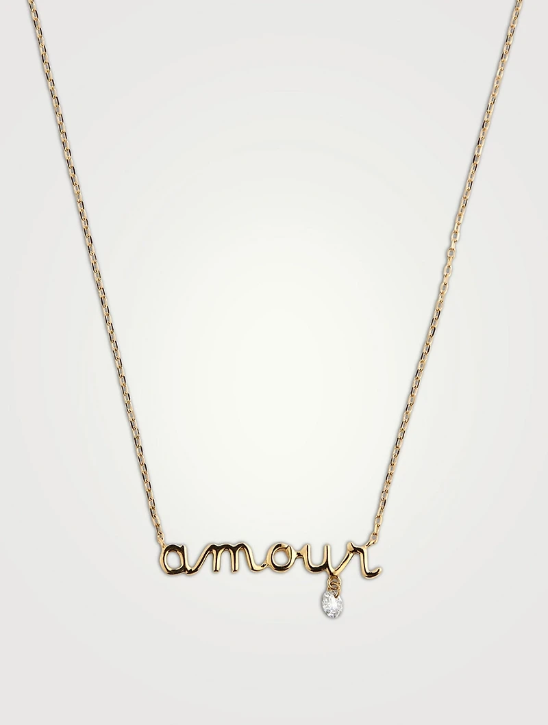 Around The Words 18K Gold Amour Necklace With Diamond
