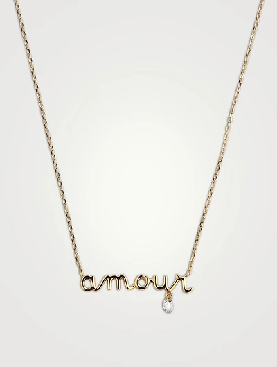 Around The Words 18K Gold Amour Necklace With Diamond