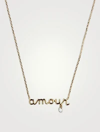 Around The Words 18K Gold Amour Necklace With Diamond