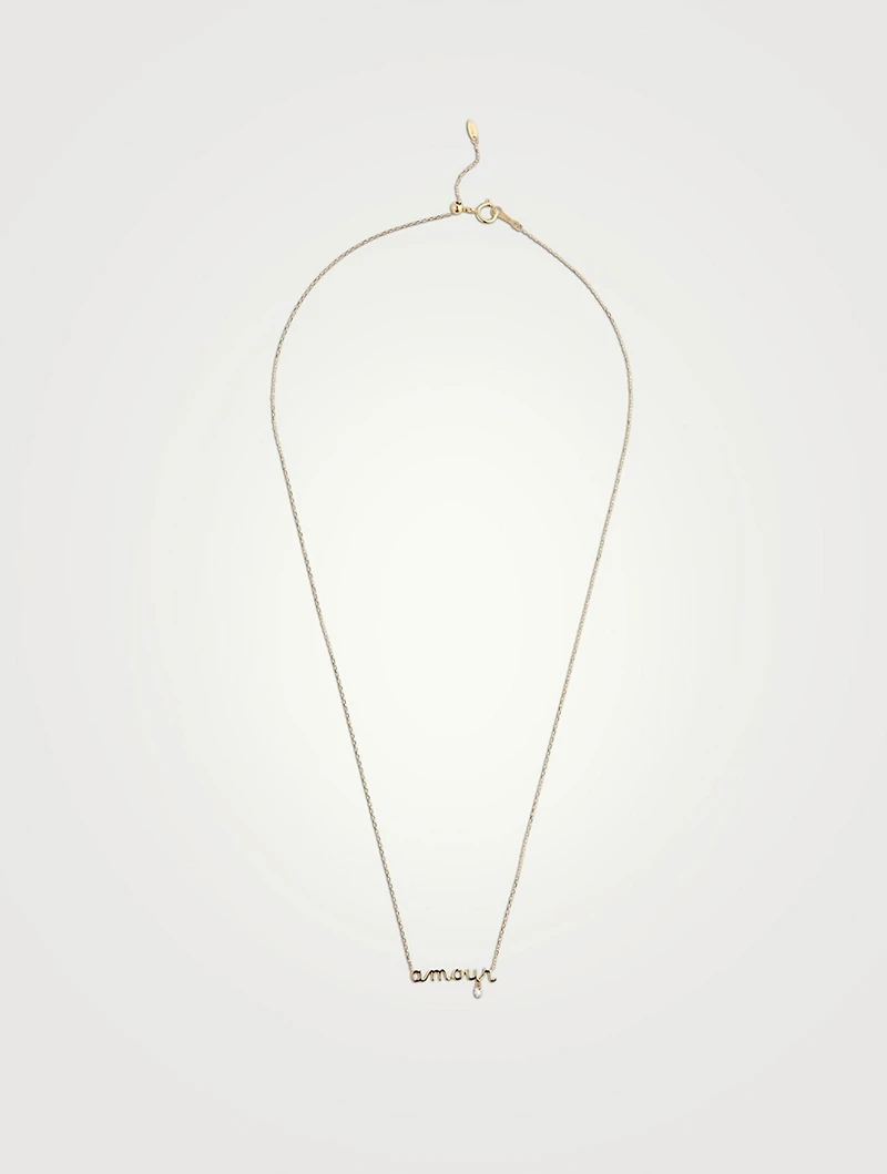 Around The Words 18K Gold Amour Necklace With Diamond