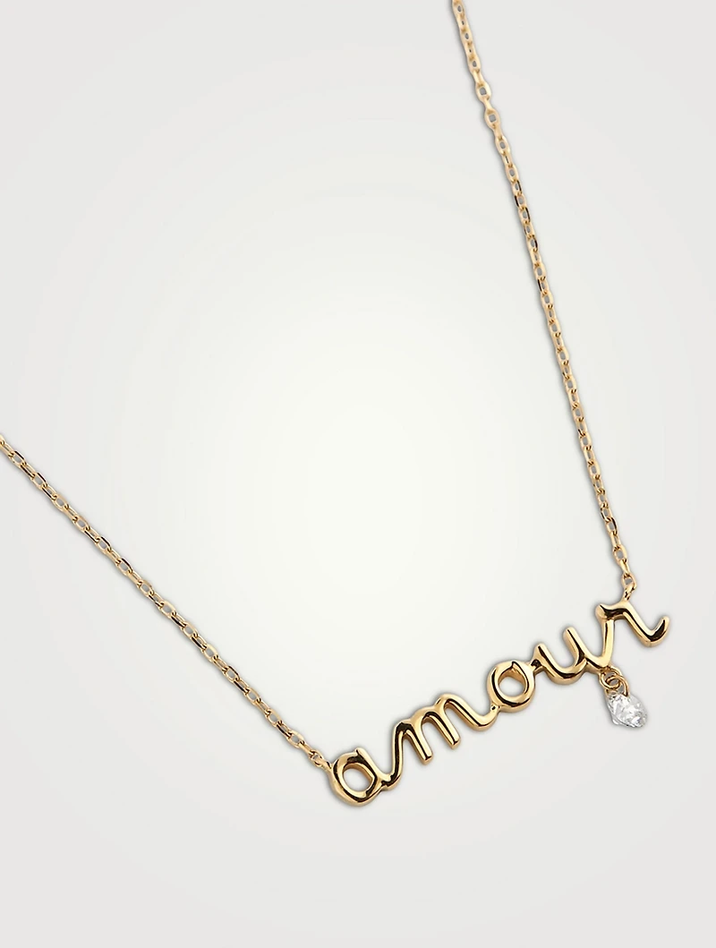 Around The Words 18K Gold Amour Necklace With Diamond