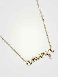 Around The Words 18K Gold Amour Necklace With Diamond