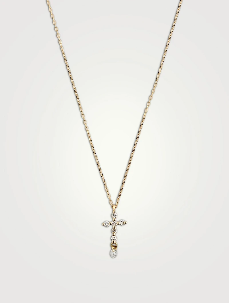 Symbols 18K Gold Cross Necklace With Diamonds