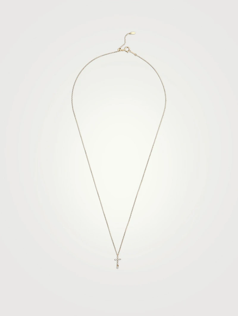 Symbols 18K Gold Cross Necklace With Diamonds
