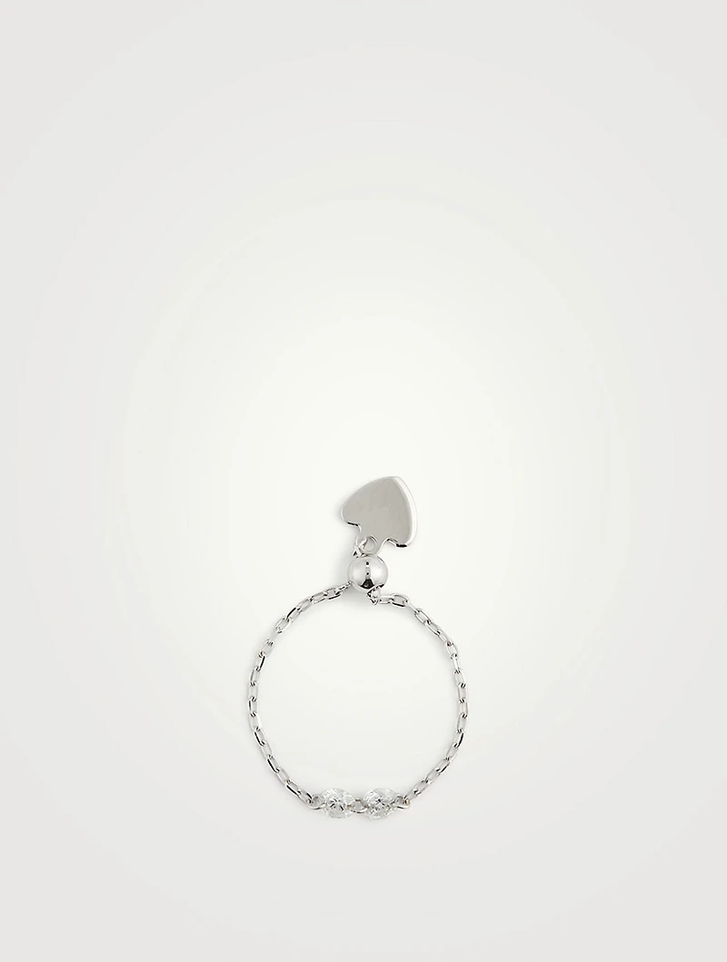 Danaé 18K White Gold Chain Ring With Diamonds