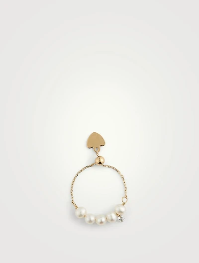 Perlée Aphrodite 18K Gold Ring Ring With Pearls And Diamond