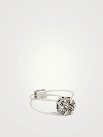 Imagine 18K White Gold Floating Nylon Ring With Diamonds