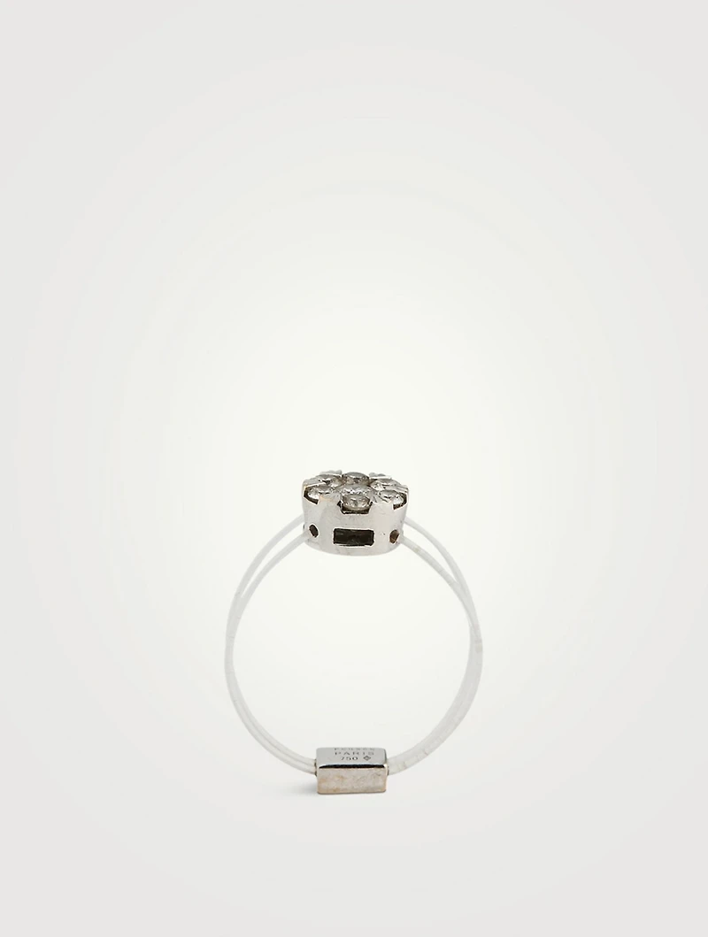 Imagine 18K White Gold Floating Nylon Ring With Diamonds