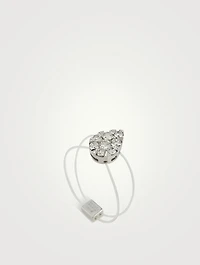 Imagine 18K Gold Floating Nylon Pear Ring With Diamonds