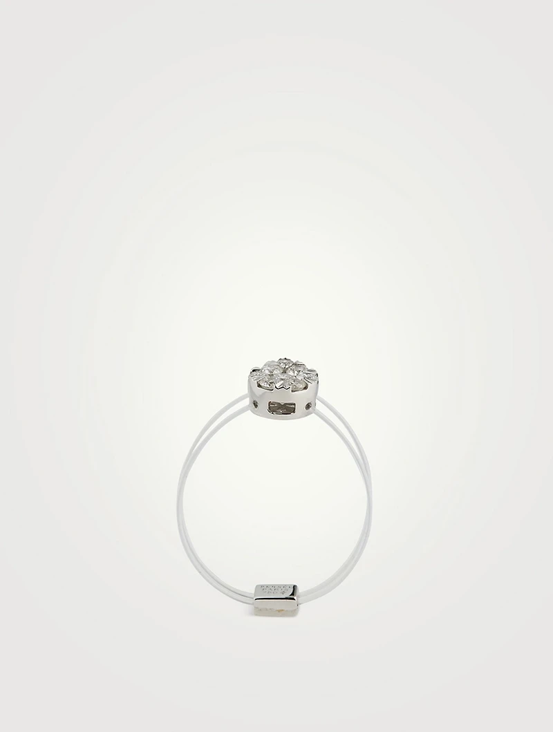 Imagine 18K Gold Floating Nylon Pear Ring With Diamonds