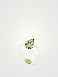 Imagine 18K Gold Floating Nylon Pear Ring With Diamonds