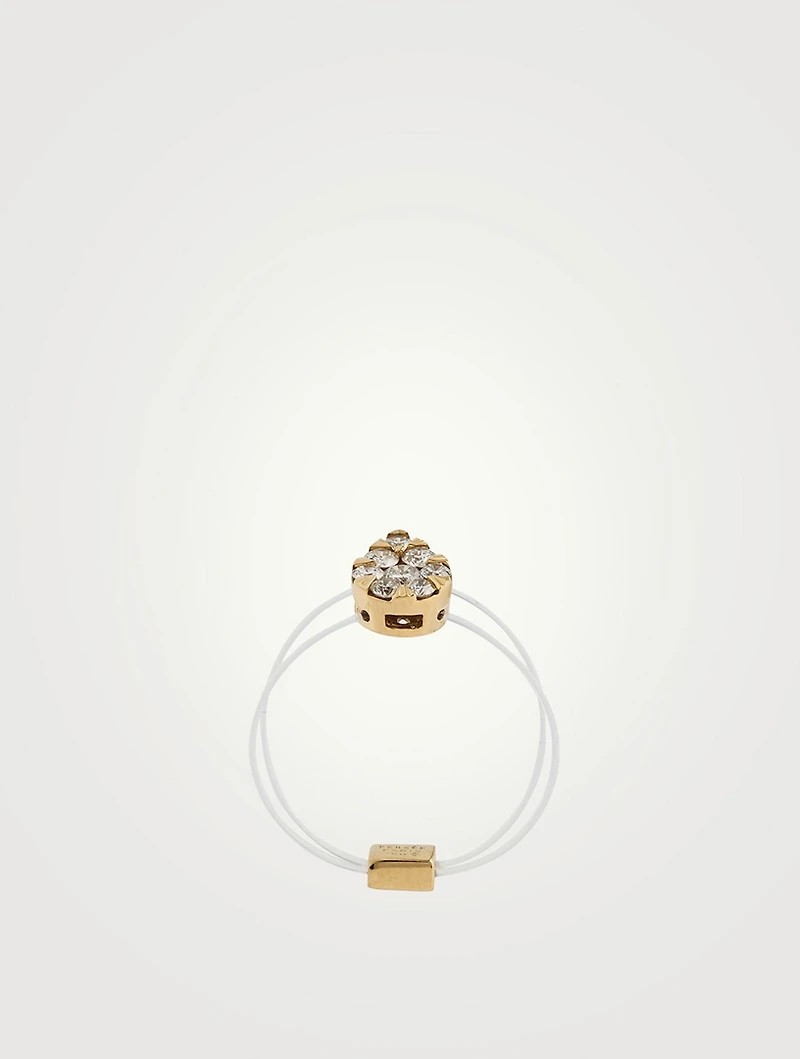 Imagine 18K Gold Floating Nylon Pear Ring With Diamonds