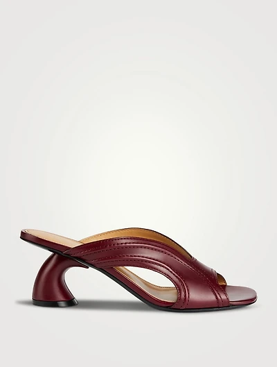 Curved-Heel Leather Mules