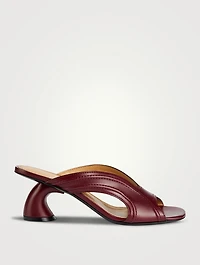 Curved-Heel Leather Mules