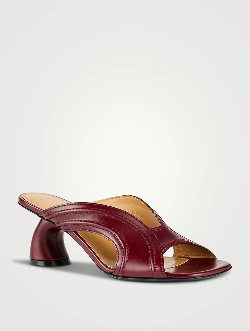 Curved-Heel Leather Mules