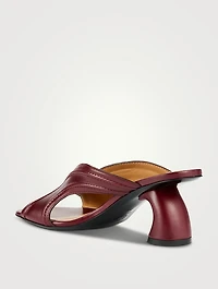 Curved-Heel Leather Mules