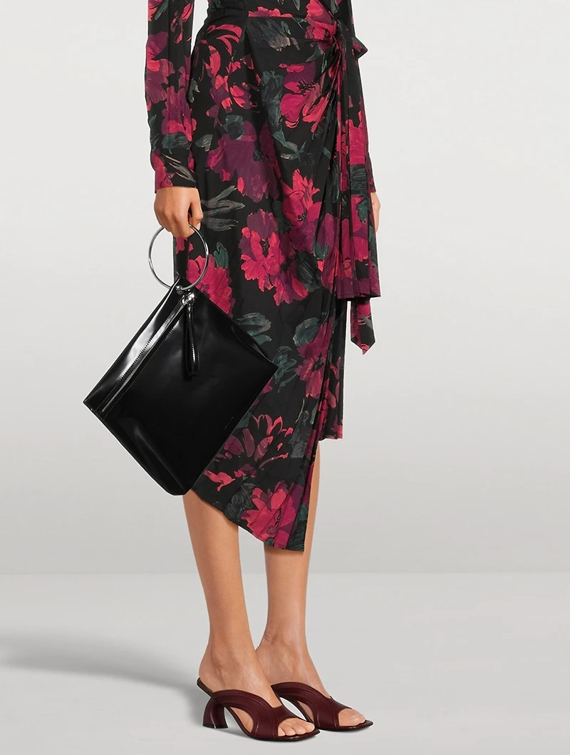 Curved-Heel Leather Mules