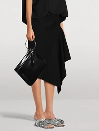 Curved-Heel Ruffled Metallic Leather Mules