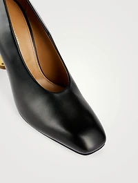 Curved-Heel Leather Pumps