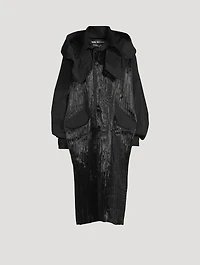 Pleated Long Coat With Hood