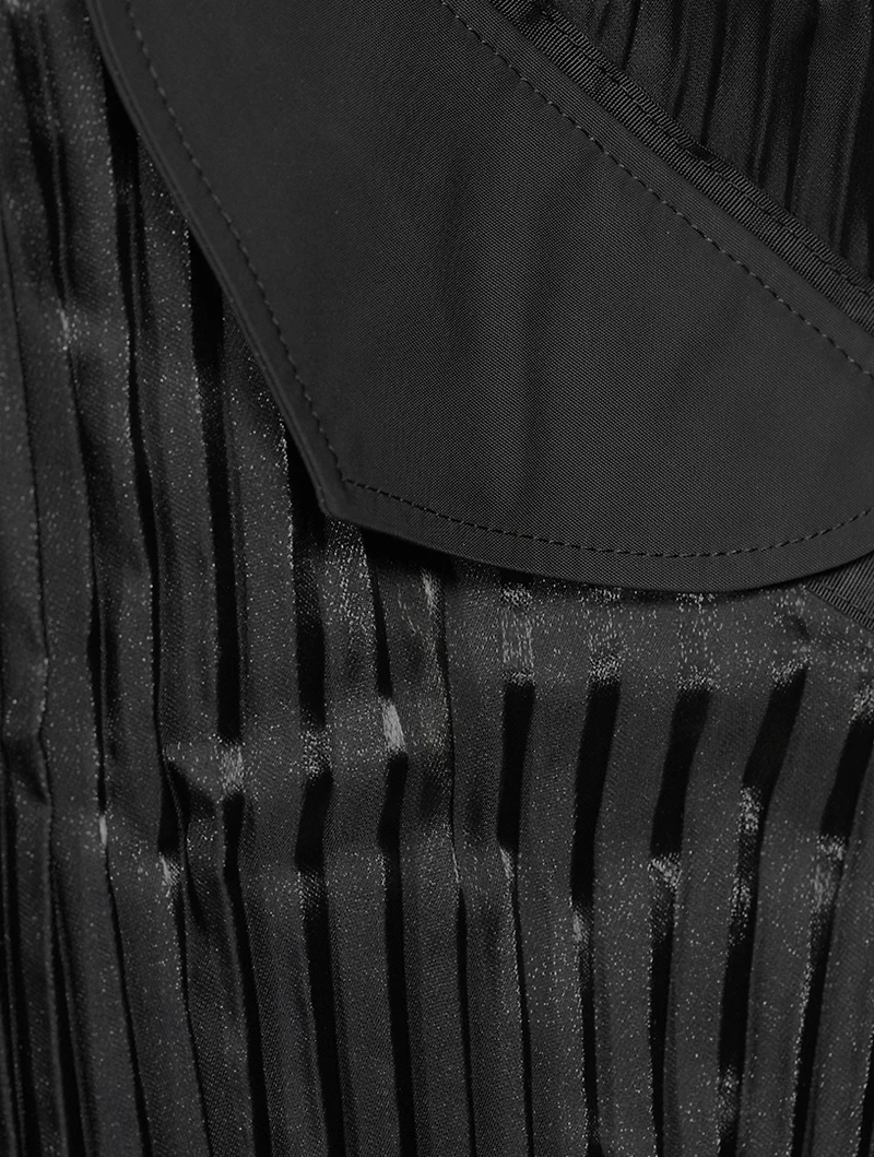 Pleated Long Coat With Hood