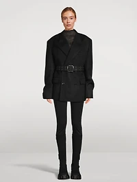 Belted Wool Cashmere Double-Breasted Blazer