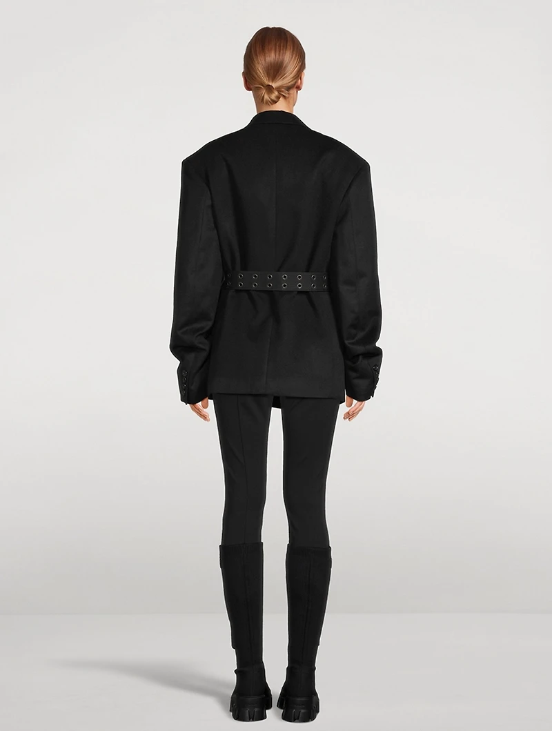 Belted Wool Cashmere Double-Breasted Blazer