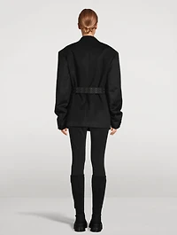 Belted Wool Cashmere Double-Breasted Blazer