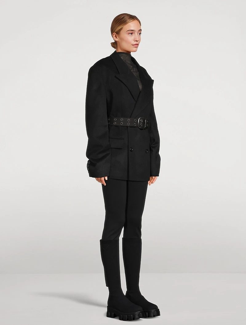 Belted Wool Cashmere Double-Breasted Blazer
