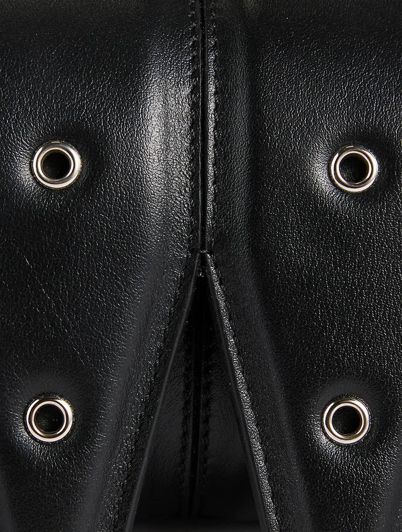 Four Grommet Leather Shoulder Bag