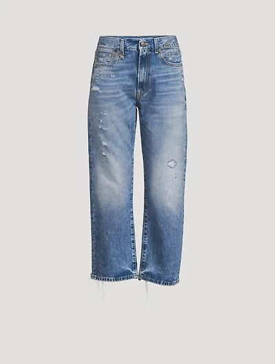 Boyfriend Relaxed-Leg Jeans With Rips