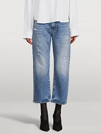 Boyfriend Relaxed-Leg Jeans With Rips