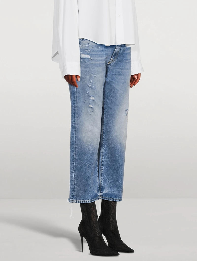 Boyfriend Relaxed-Leg Jeans With Rips