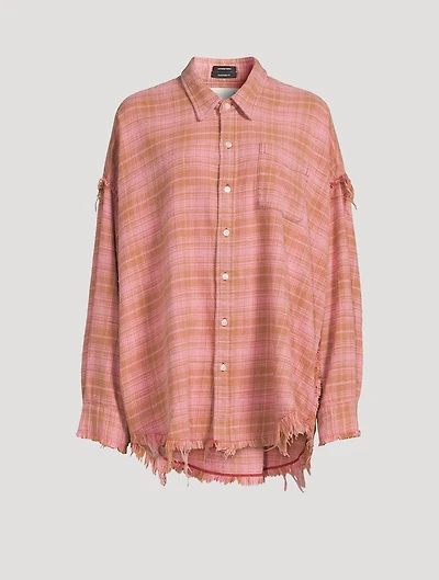 Oversized Shredded Flannel Shirt