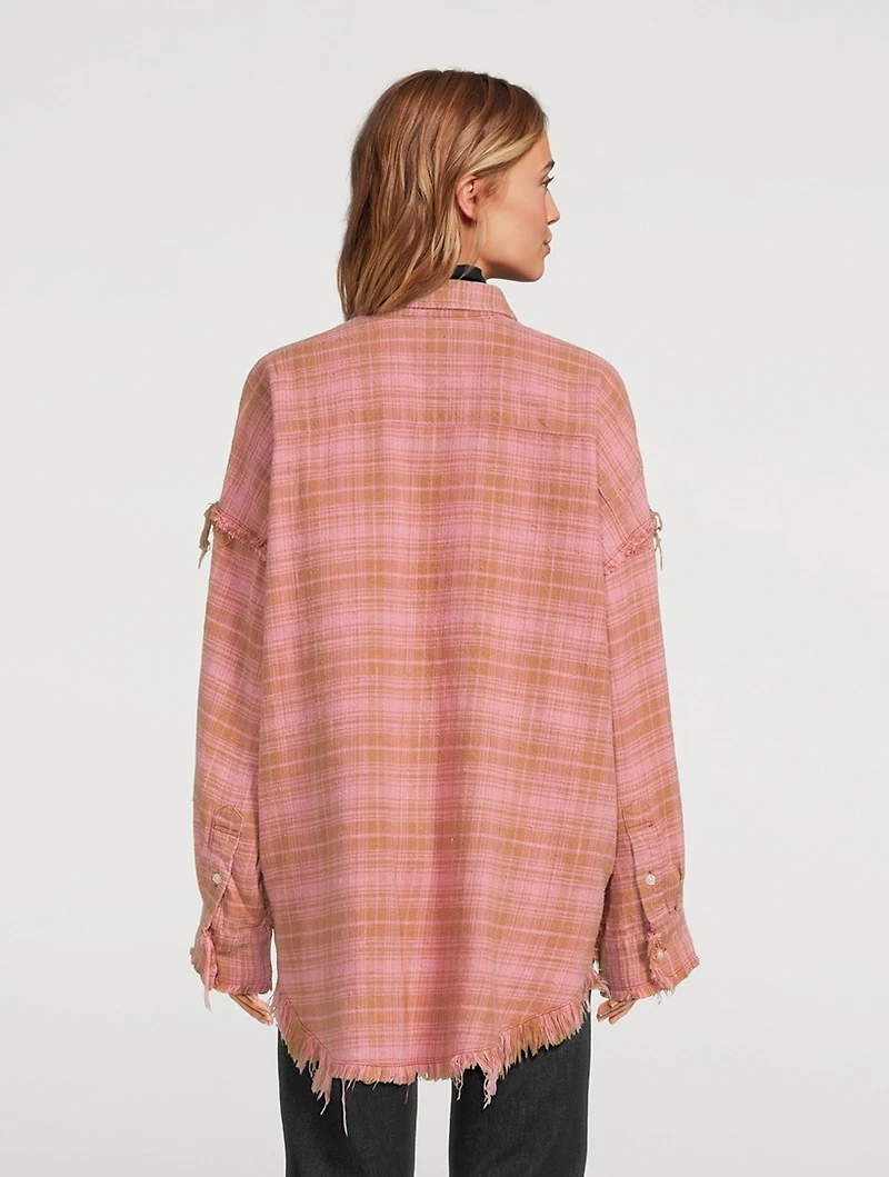 Oversized Shredded Flannel Shirt